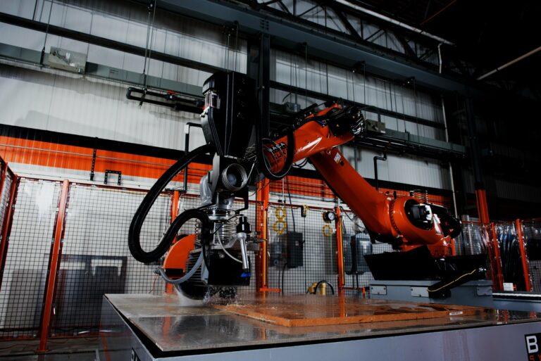 Our State of the Art Baca Robosaw Cuts with Both High Pressure Water and a Diamond Edge Blade. In both cases water is sprayed along the cutting surface to ensure a safe environment well within silica safety tolerances.