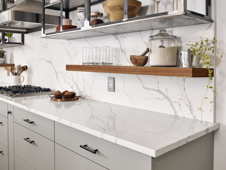 An engineered stone quartz countertop