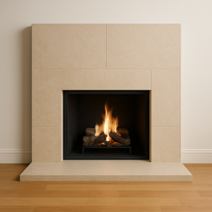 An Example of a Modern Limestone Fireplace Surround
