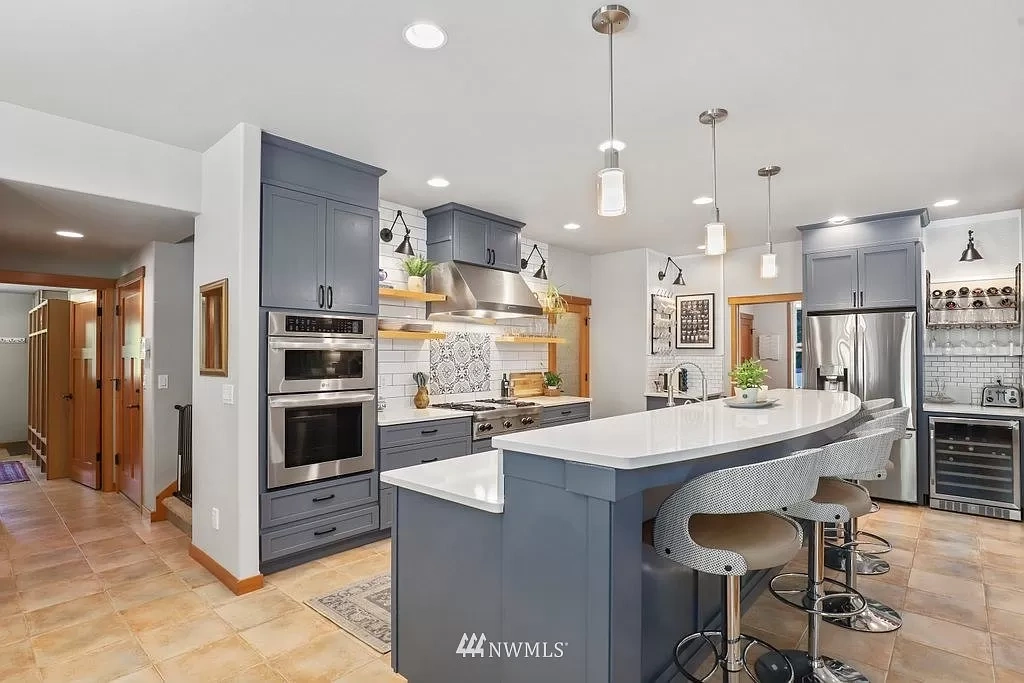 Modern kitchen with island seating