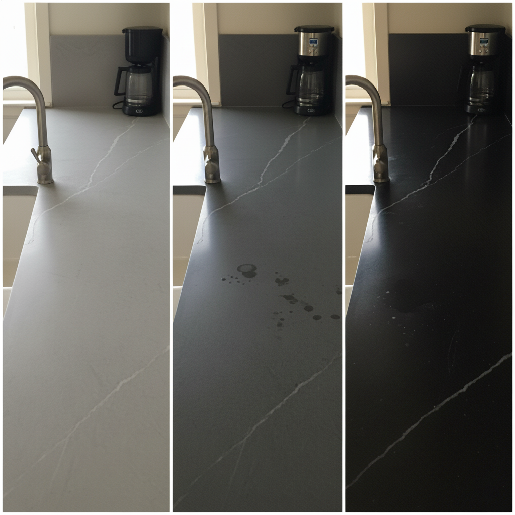 Countertop with varying cleanliness levels